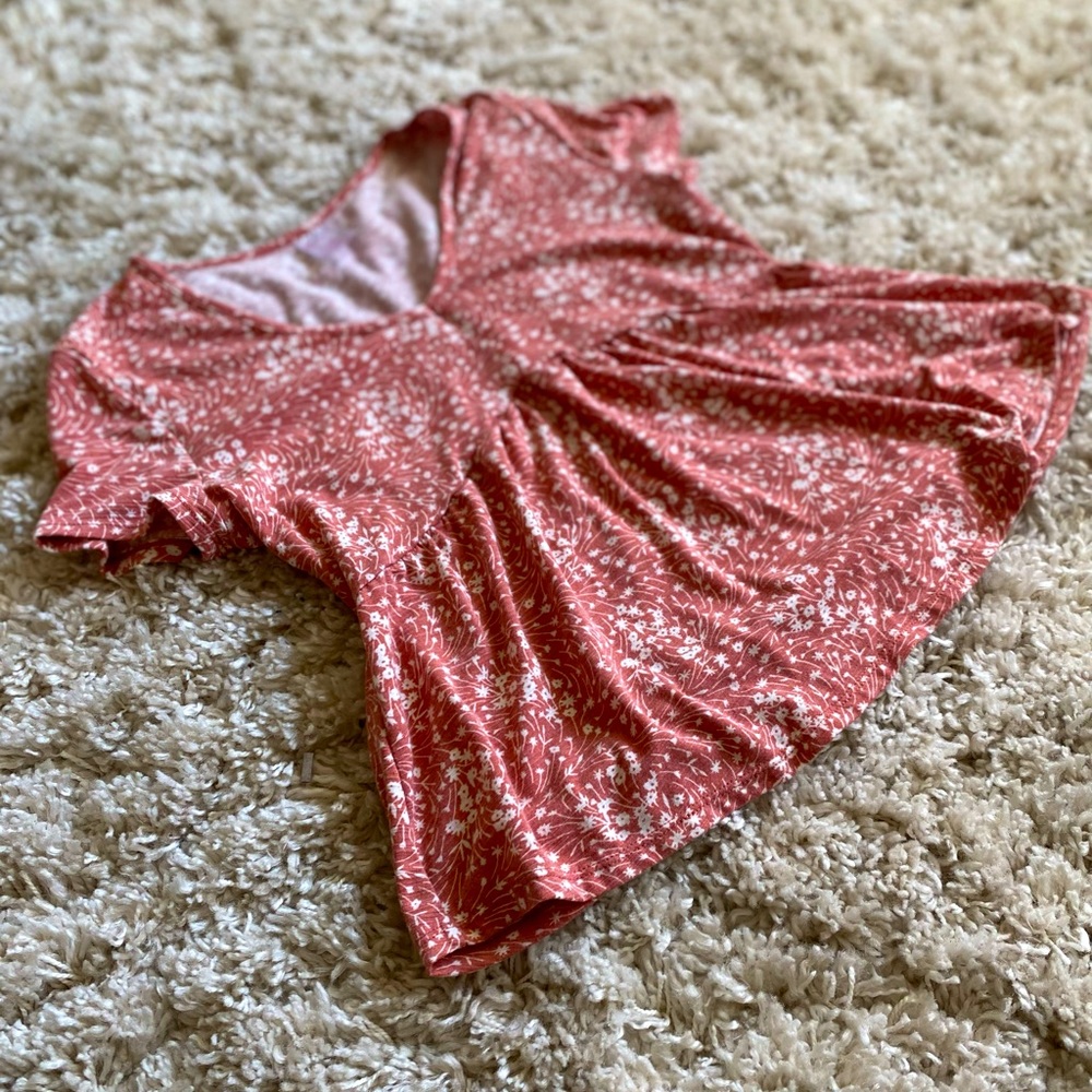 Pink Floral Short Sleeve Top